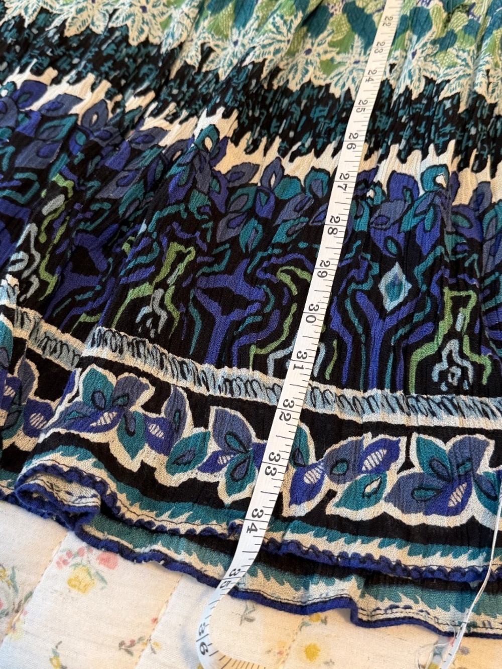 Vintage Kloz Plus Women's 3X 100% Rayon Maxi Skirt Teal Blue Green Multicolor - Picture 4 of 5